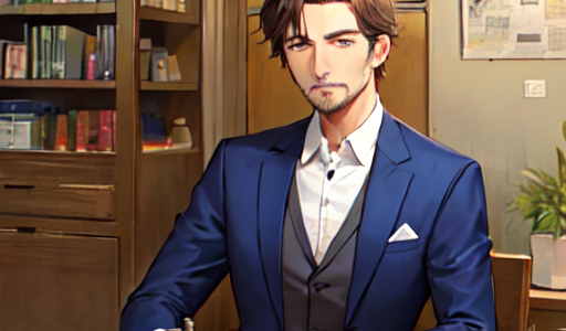 スーツイケメンのおじさまが仕事をしているイラスト