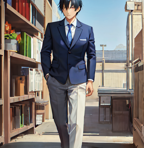 スーツ姿で外を歩いているイケメン