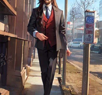 長身ロンゲイケメンなおじさんのイラスト