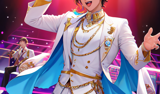 王子様系の衣装で踊っている男性アイドルの絵