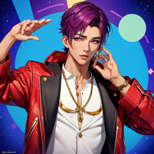 紫の髪色をしたイケメン