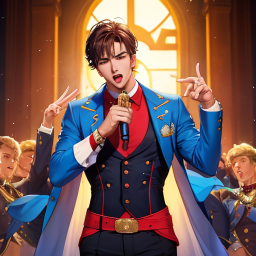 ファンの前でカッコよくラップしているイケメン男性