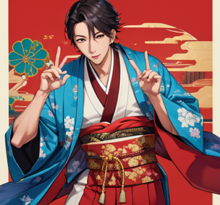 和服ラッパーのイケメン