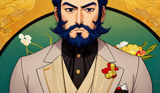 髭も髪型もカッコイイイケメンな叔父様のアニメ絵