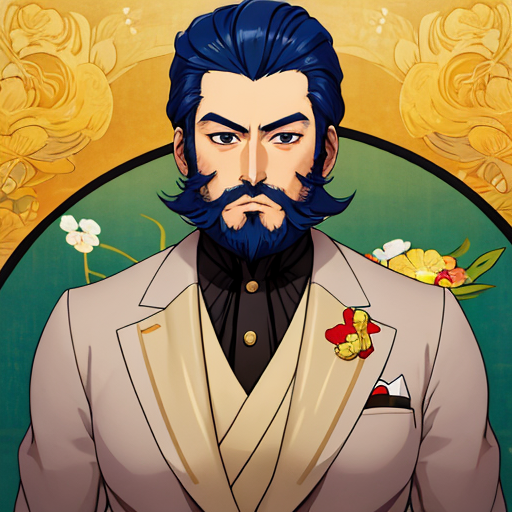 髭も髪型もカッコイイイケメンな叔父様のアニメ絵