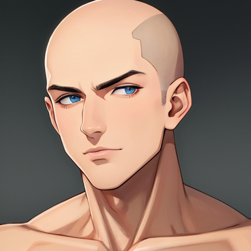 外国人男性が坊主頭にしているイラスト