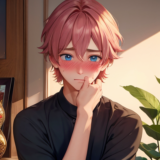 何か言われて照れて顔が真赤になっているイケメン男子