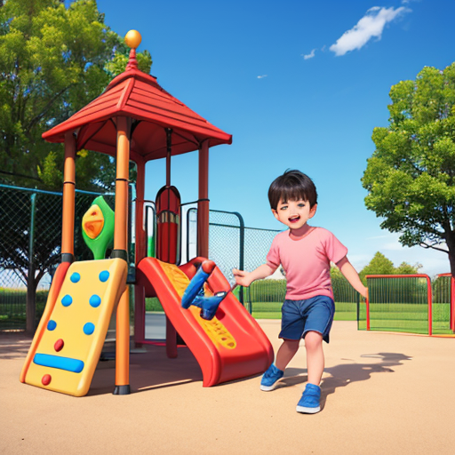 遊具で遊んでいるかわいい男の子