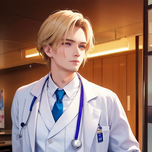 金髪イケメンの外人ドクターの2次元イラスト