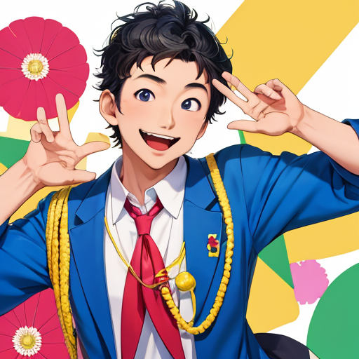 クルクル頭のひょうきんな男子学生