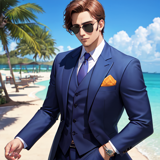 紺のスーツが似合っているグラサンイケメン