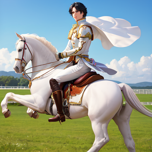 白い服で白馬に乗って馴染んでいるイケメン王子