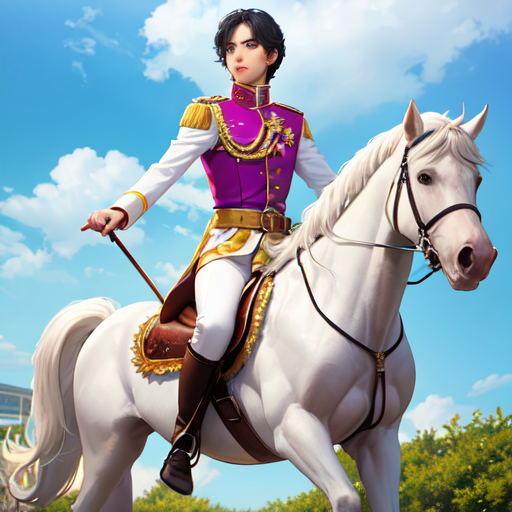 アジア人ぽい顔立ちをした白馬に乗った王子様