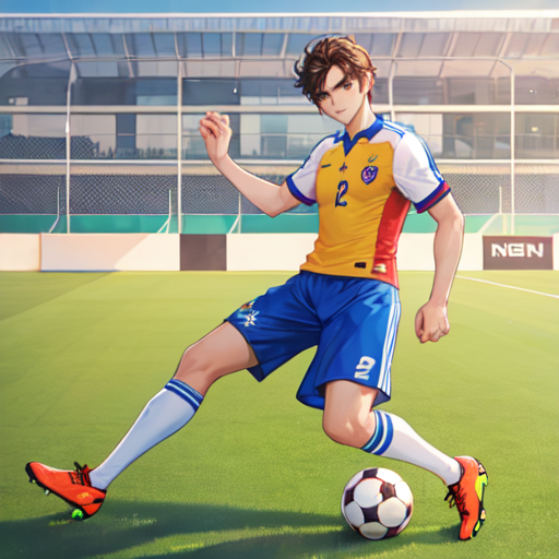 イケメンサッカー選手がドリブルしている