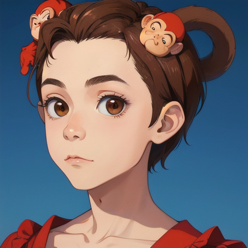 お猿のアクセサリーを髪につけたサル顔イケメン