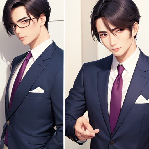 メガネのスーツ男性と真面目そうなイケメンビジネスマンのイラスト